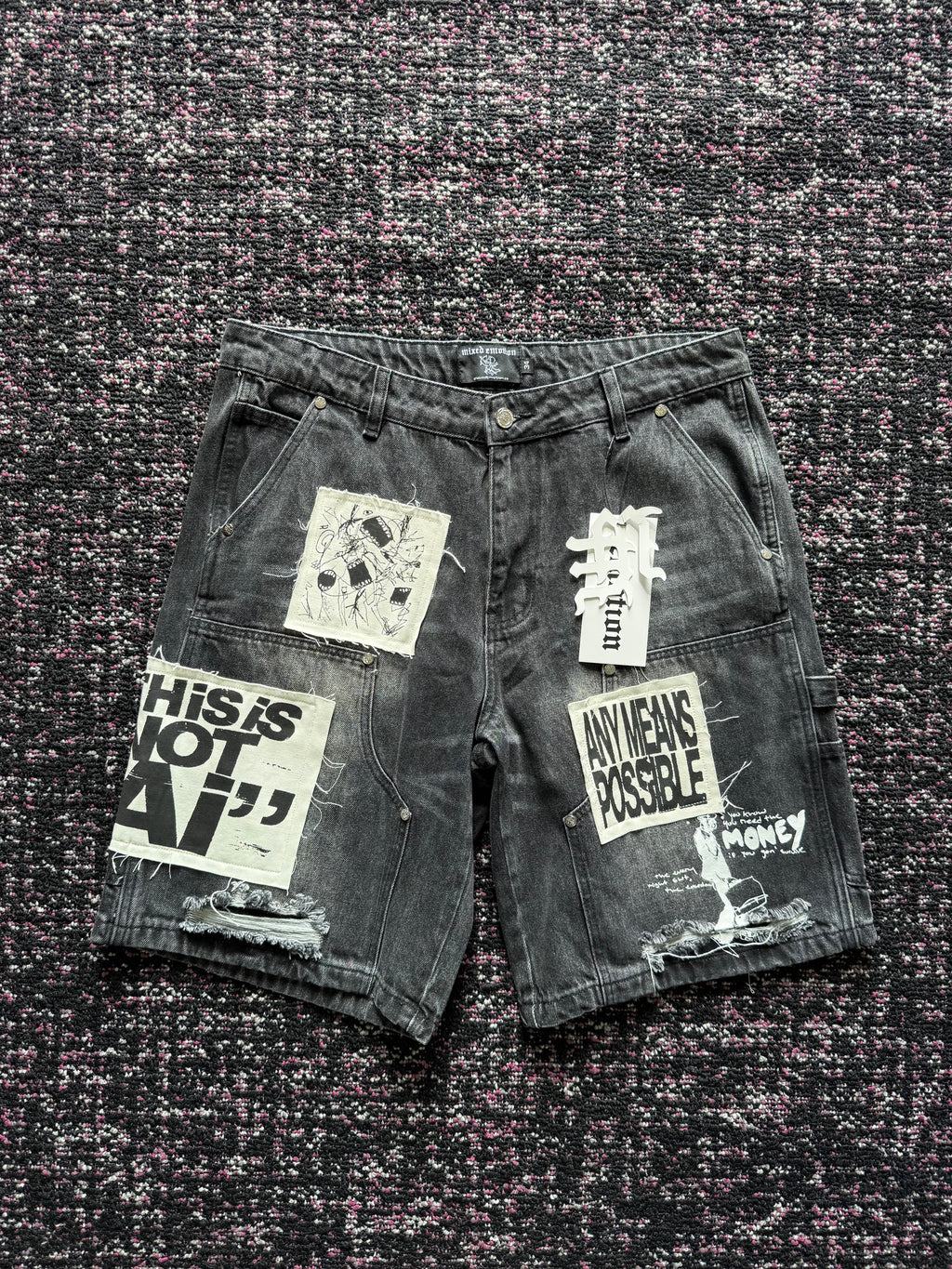 Mixed Emotion Black Denim Ai Jorts