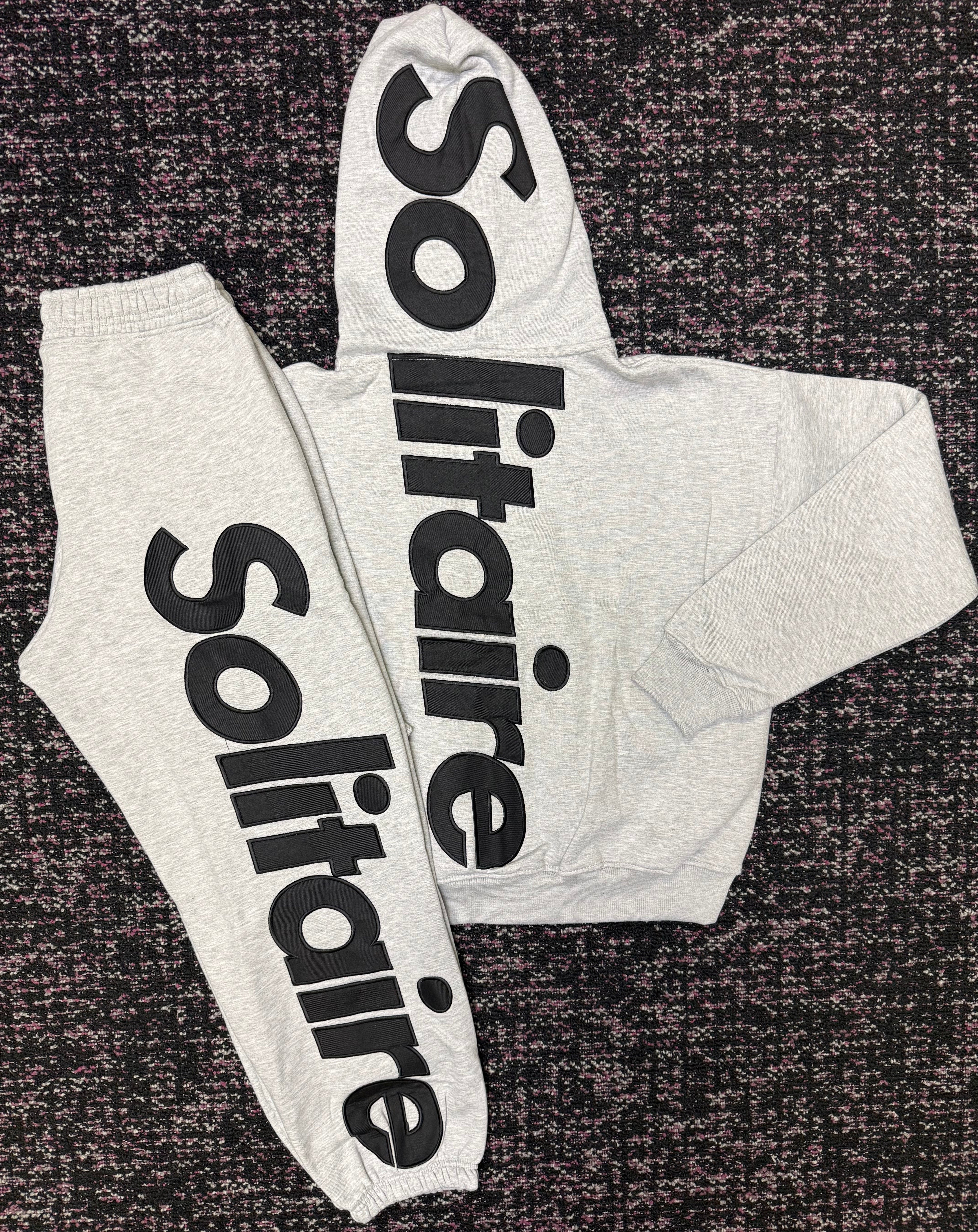 Solitaire Grey Black Sweat Suit