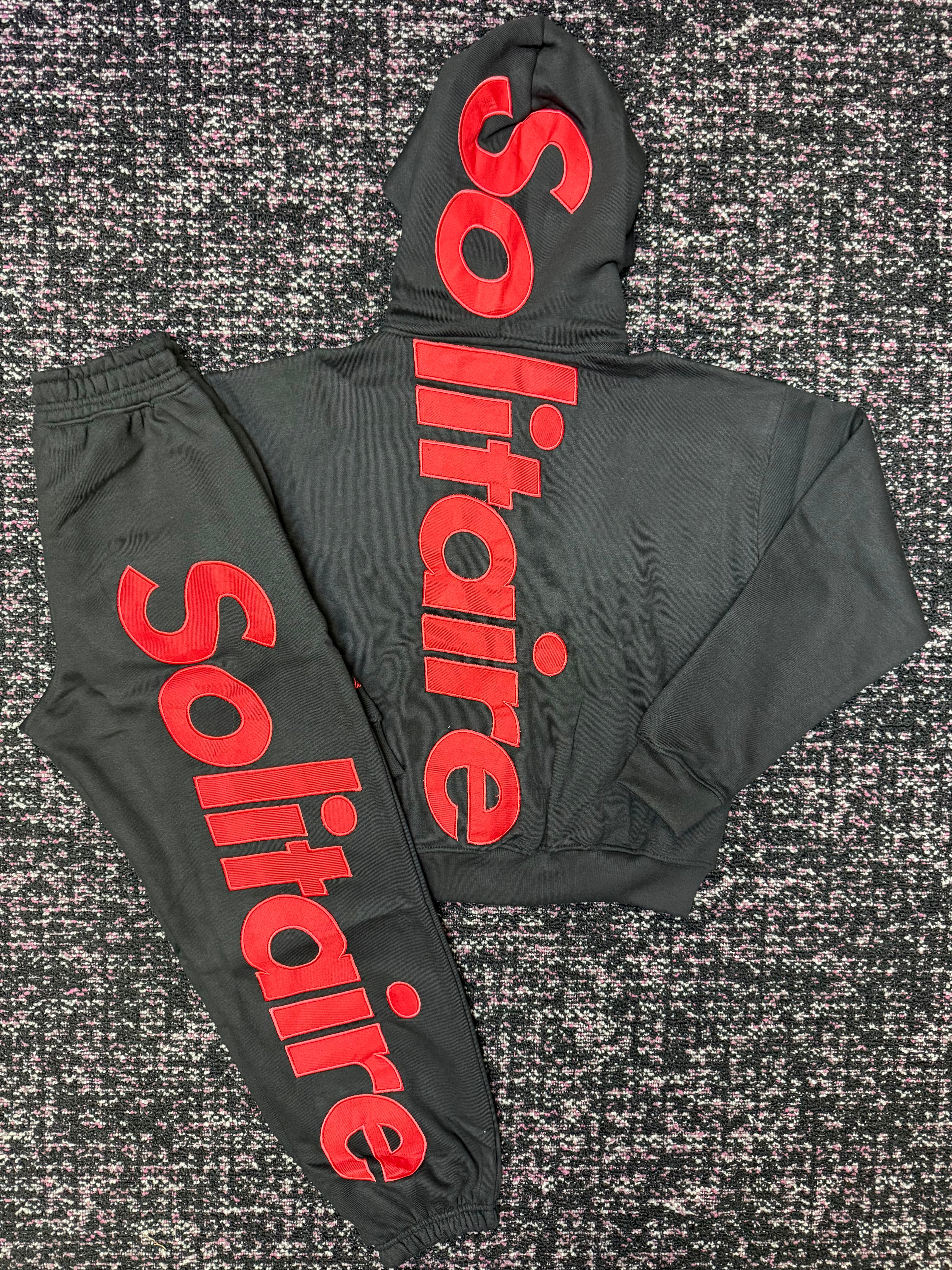 Solitaire Black Red Sweat Suit