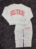 Solitaire Grey Red Crew Neck Set