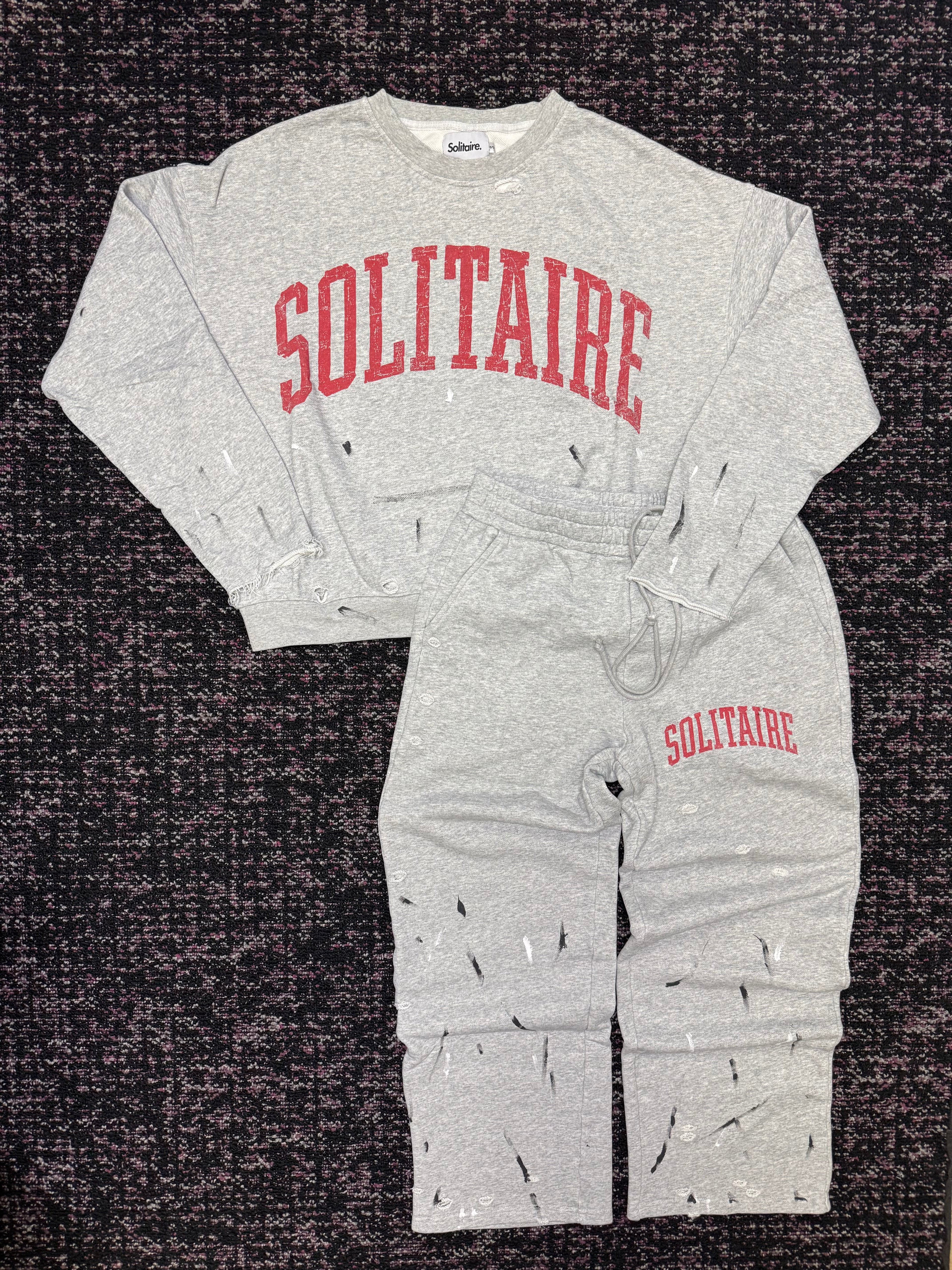 Solitaire Grey Red Crew Neck Set