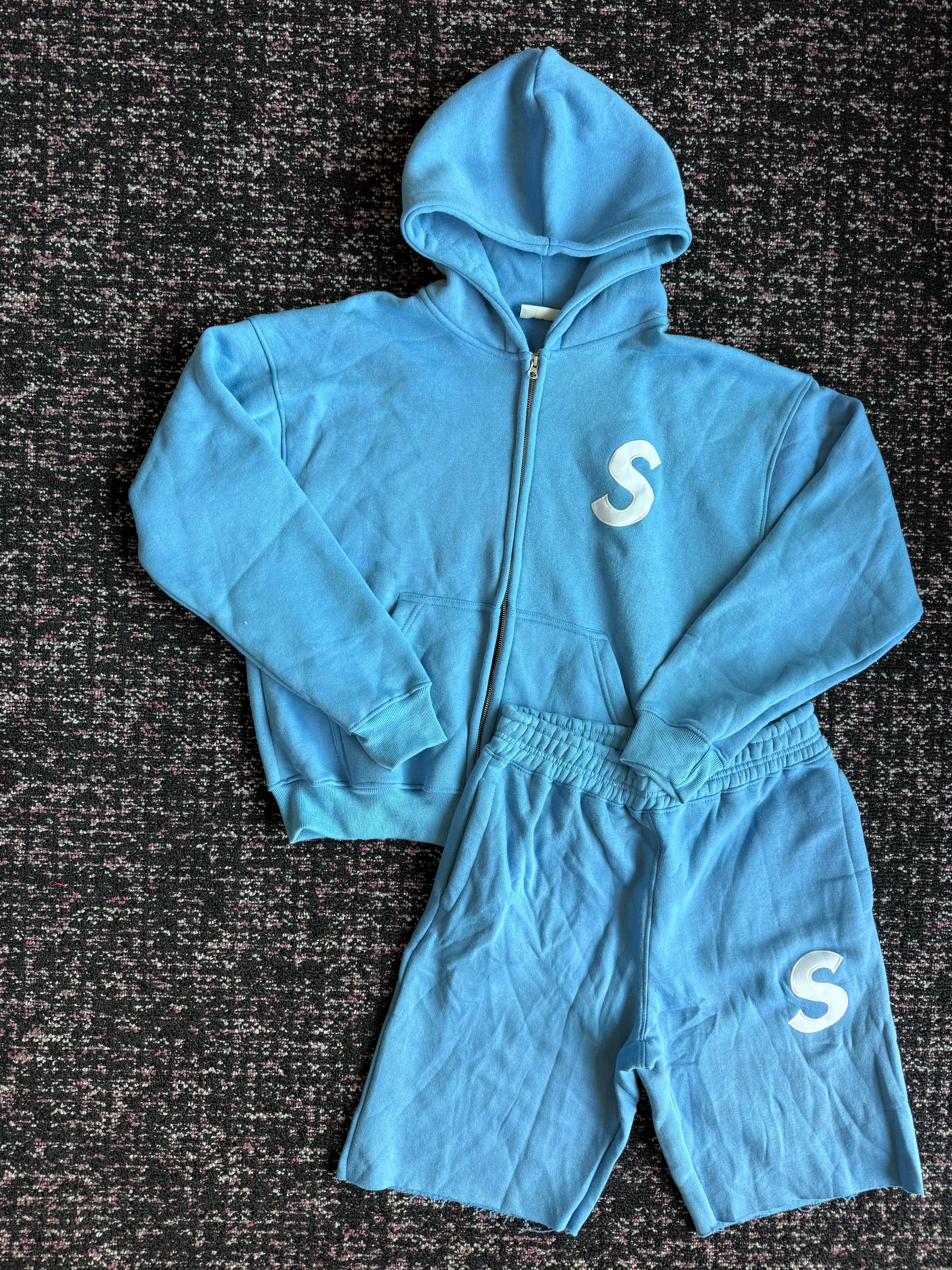 Solitaire Baby Blue White Cotton Set