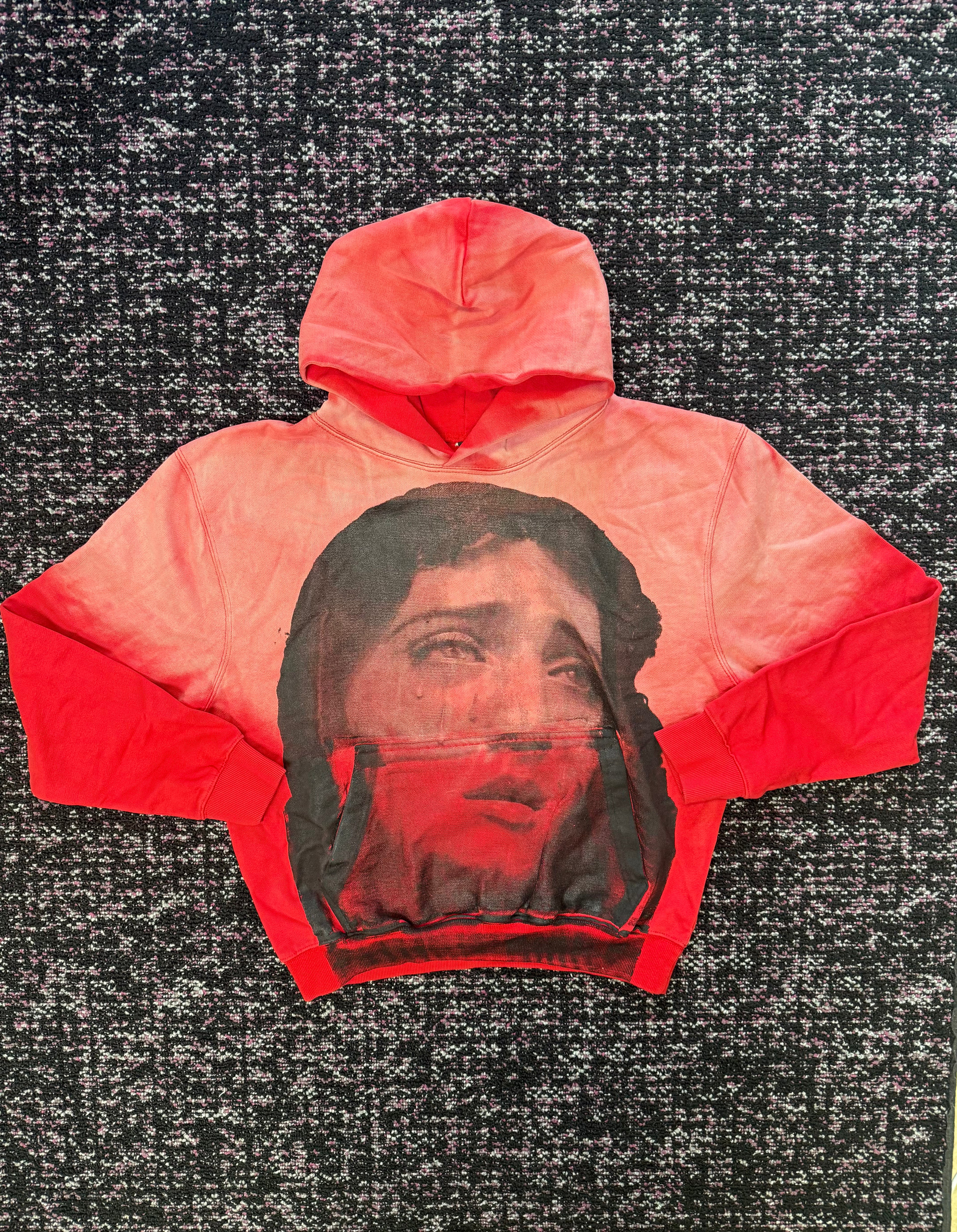 Null Society Red Virgin Mary Face Hoodie