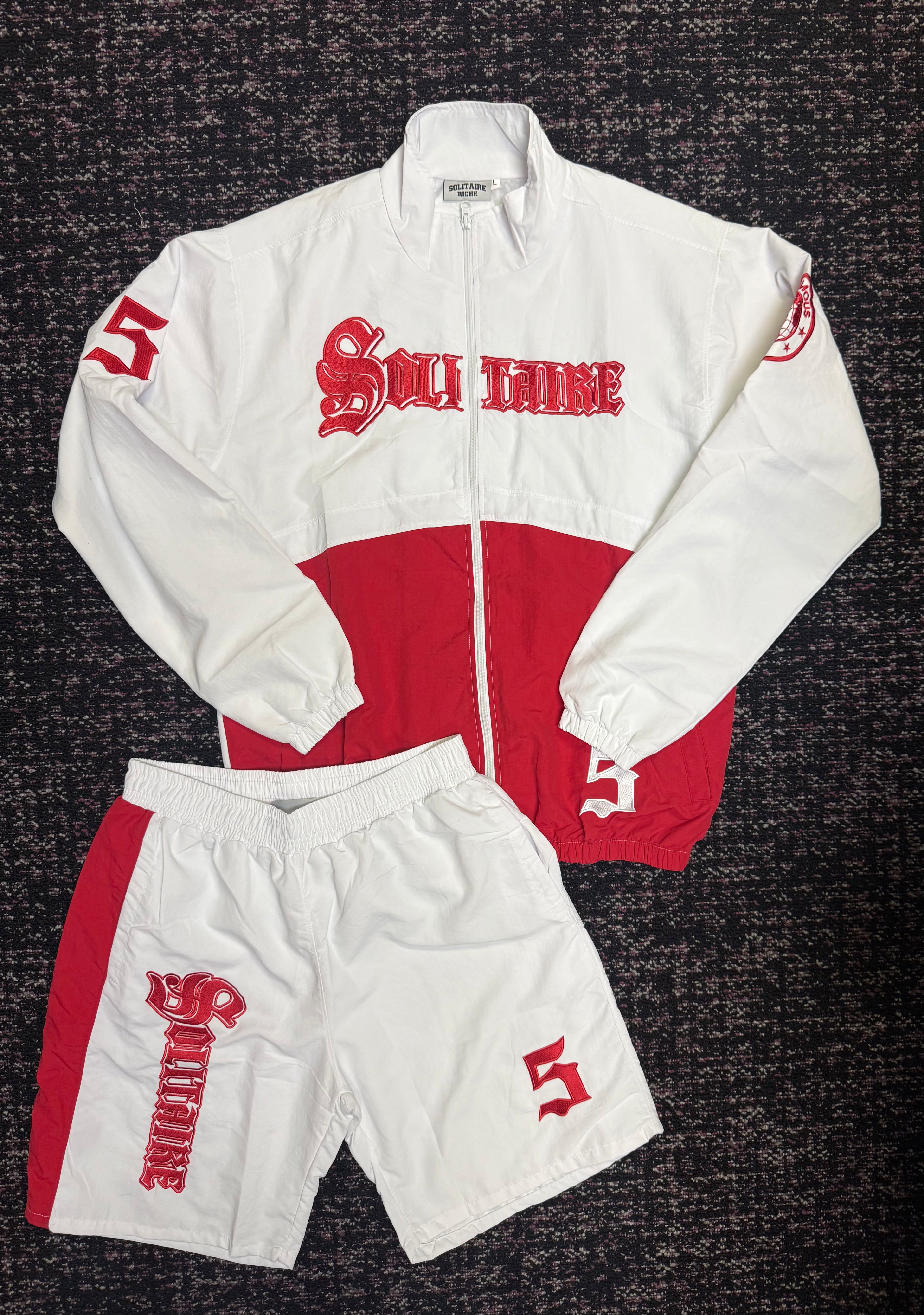 Solitaire White Red Nylon Set