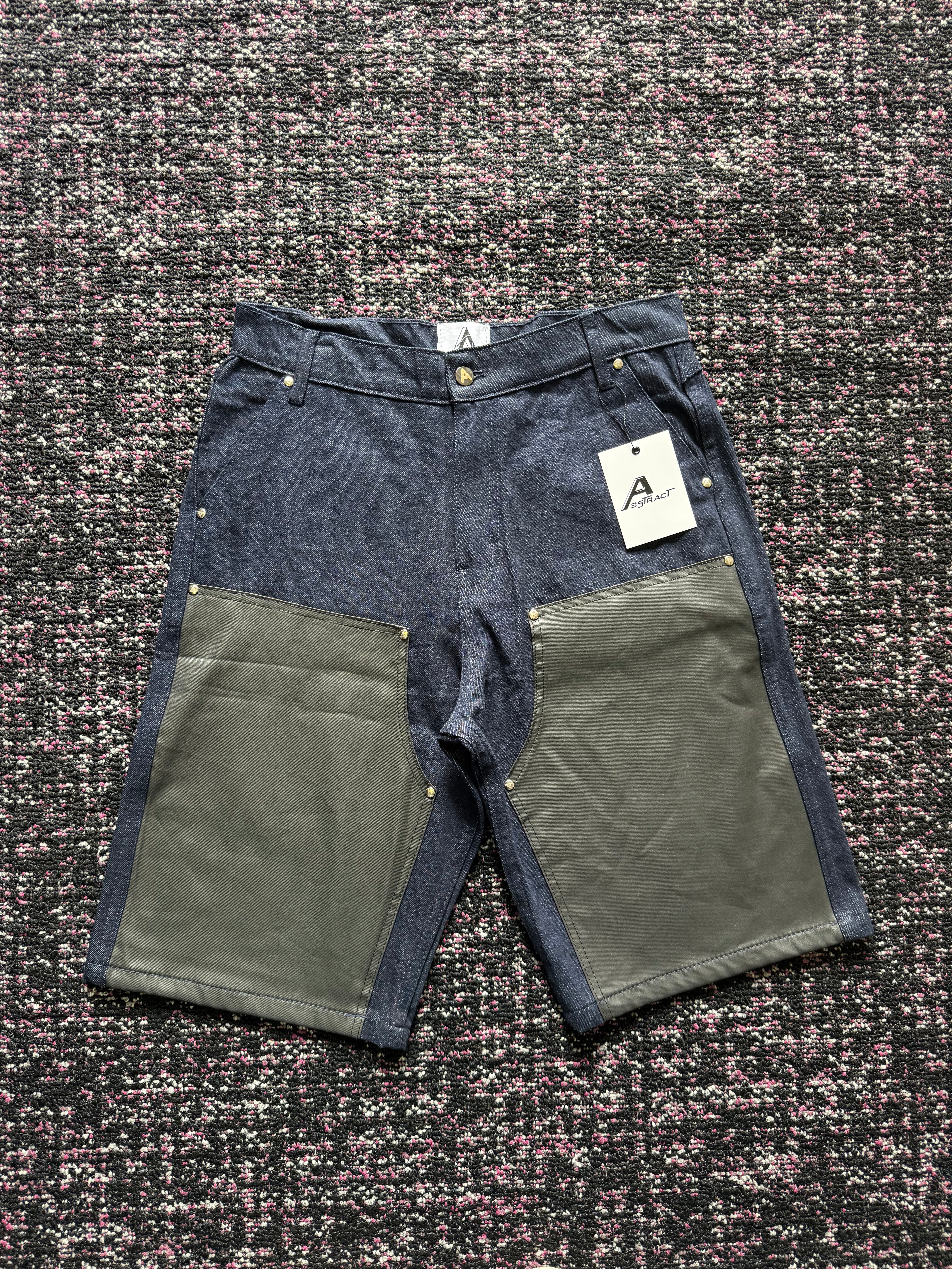 Abstract Co Denim Leather Jorts