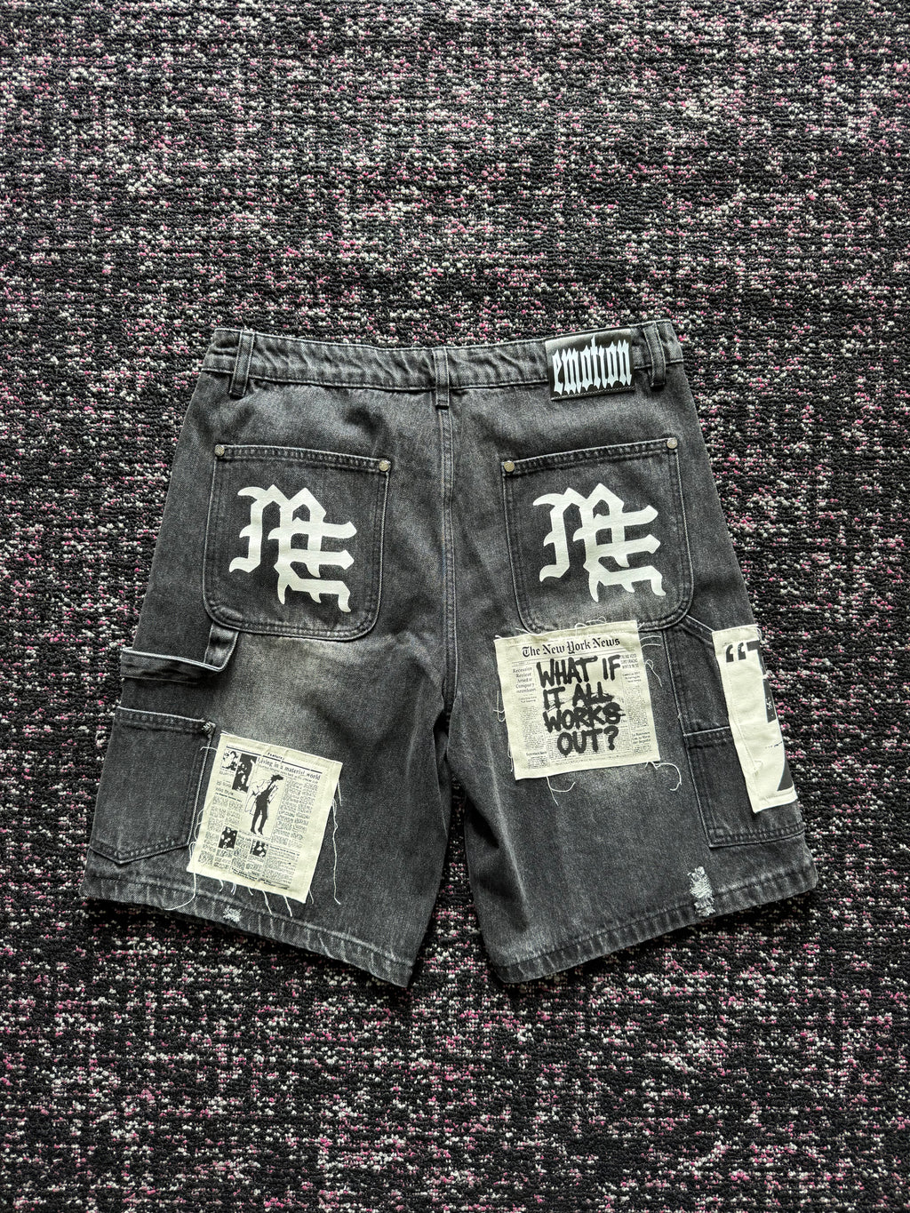 Mixed Emotion Black Denim Ai Jorts