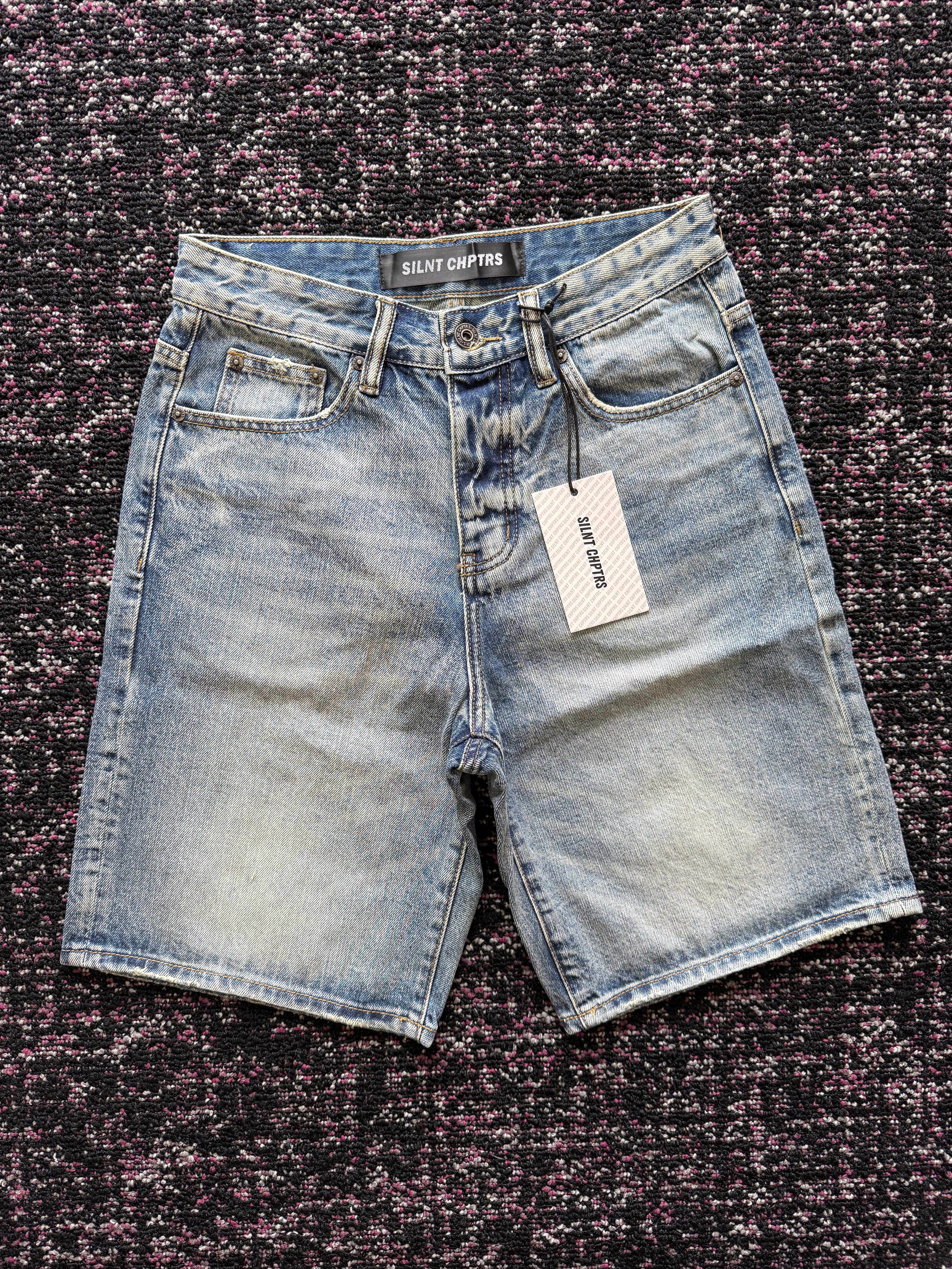 SILNT CHPTRS Medium Blue Washed Shorts