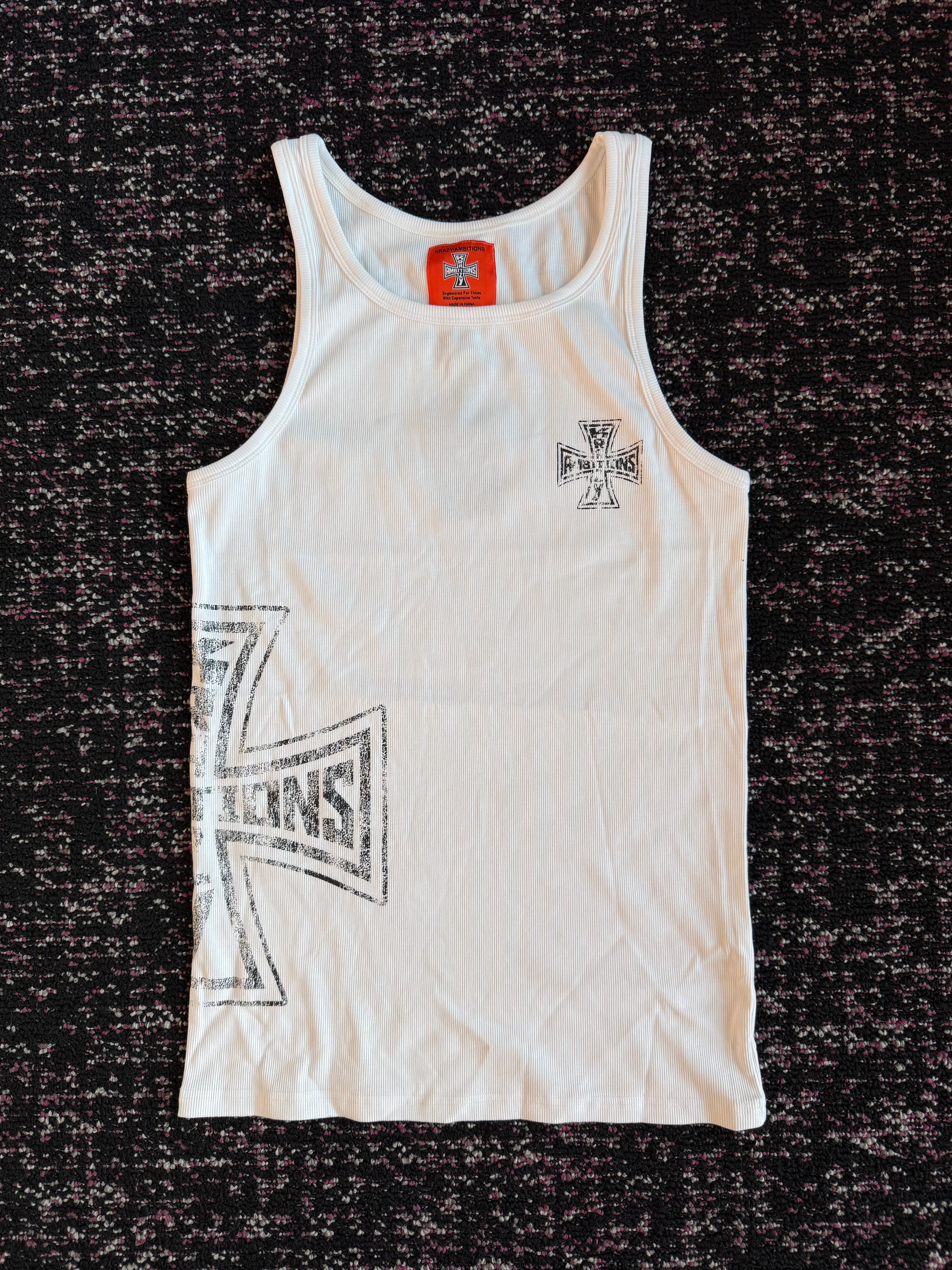 Krazy Ambition White Black Tank