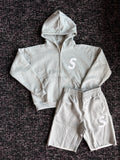 Solitaire Grey White Cotton Set