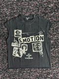 Mixed Emotion Newspaper Sleeveless Tee