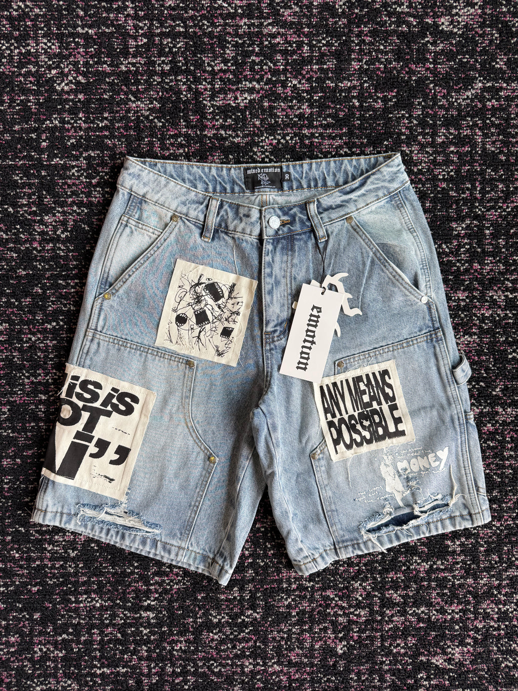 Mixed Emotion Blue Denim Ai Jorts