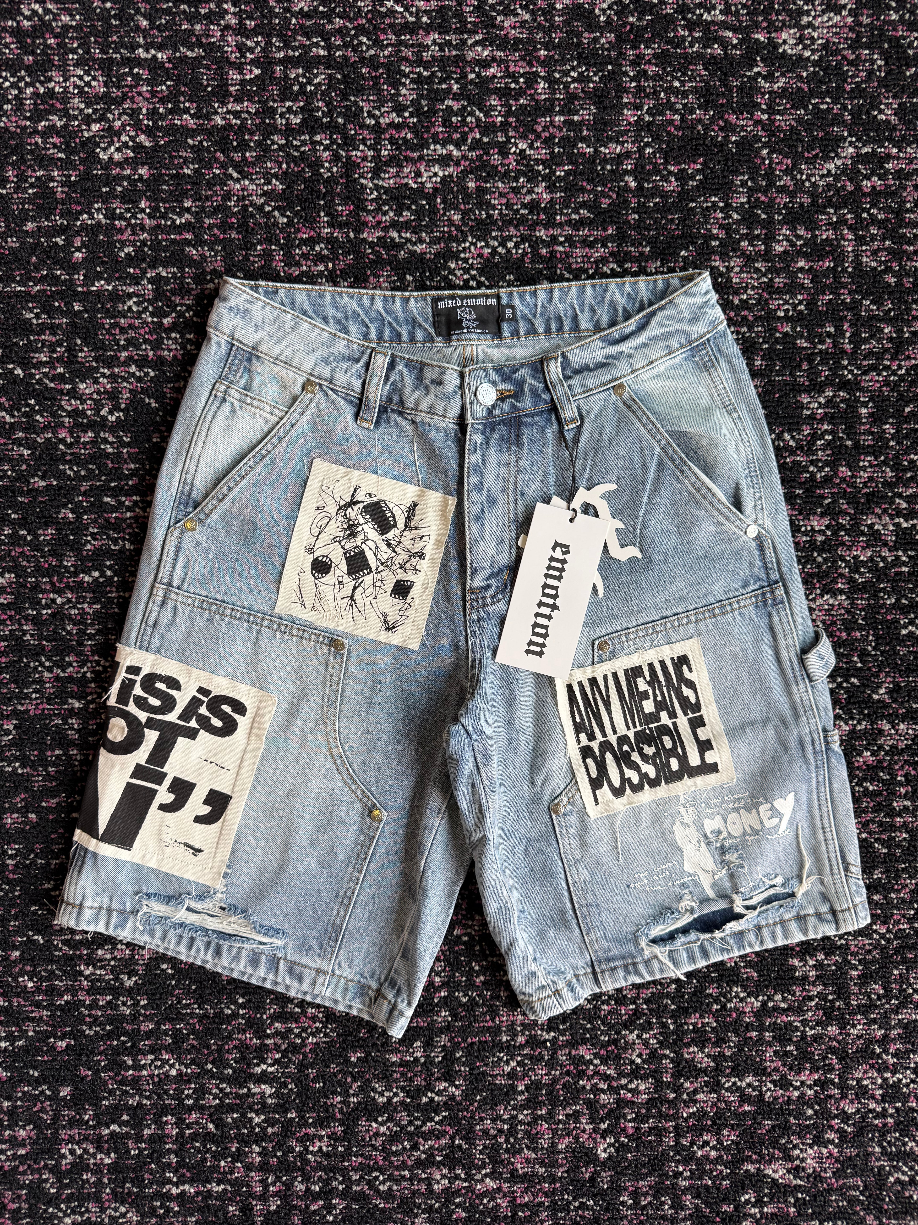 Mixed Emotion Blue Denim Ai Jorts