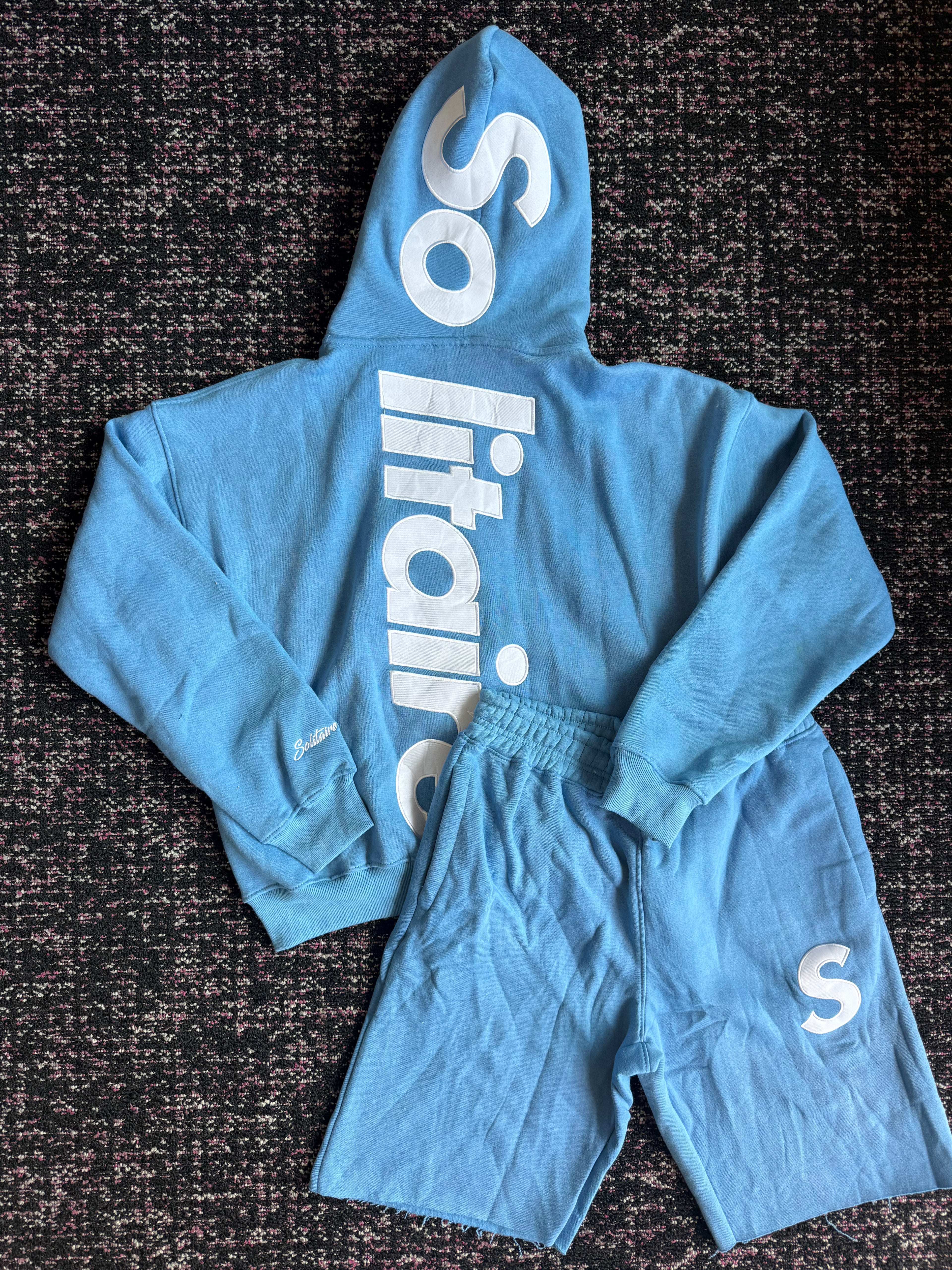 Solitaire Baby Blue White Cotton Set