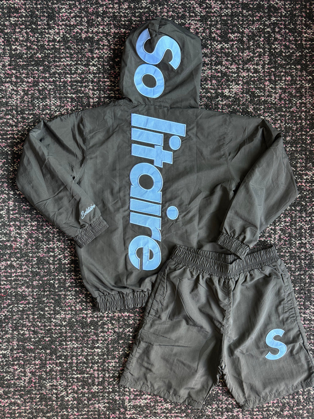 Solitaire Black Blue Nylon Set