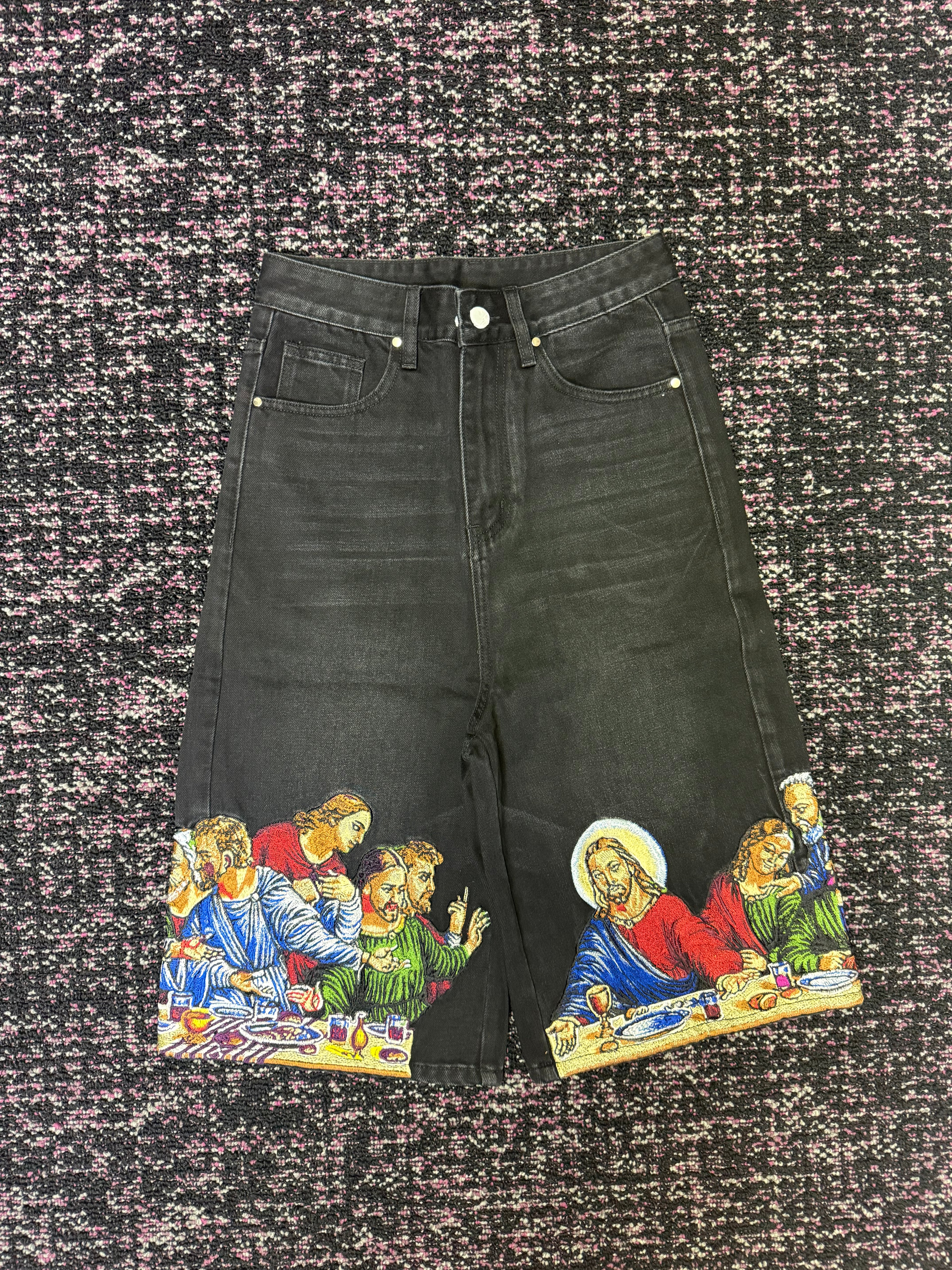 Last Supper Black Denim Jorts
