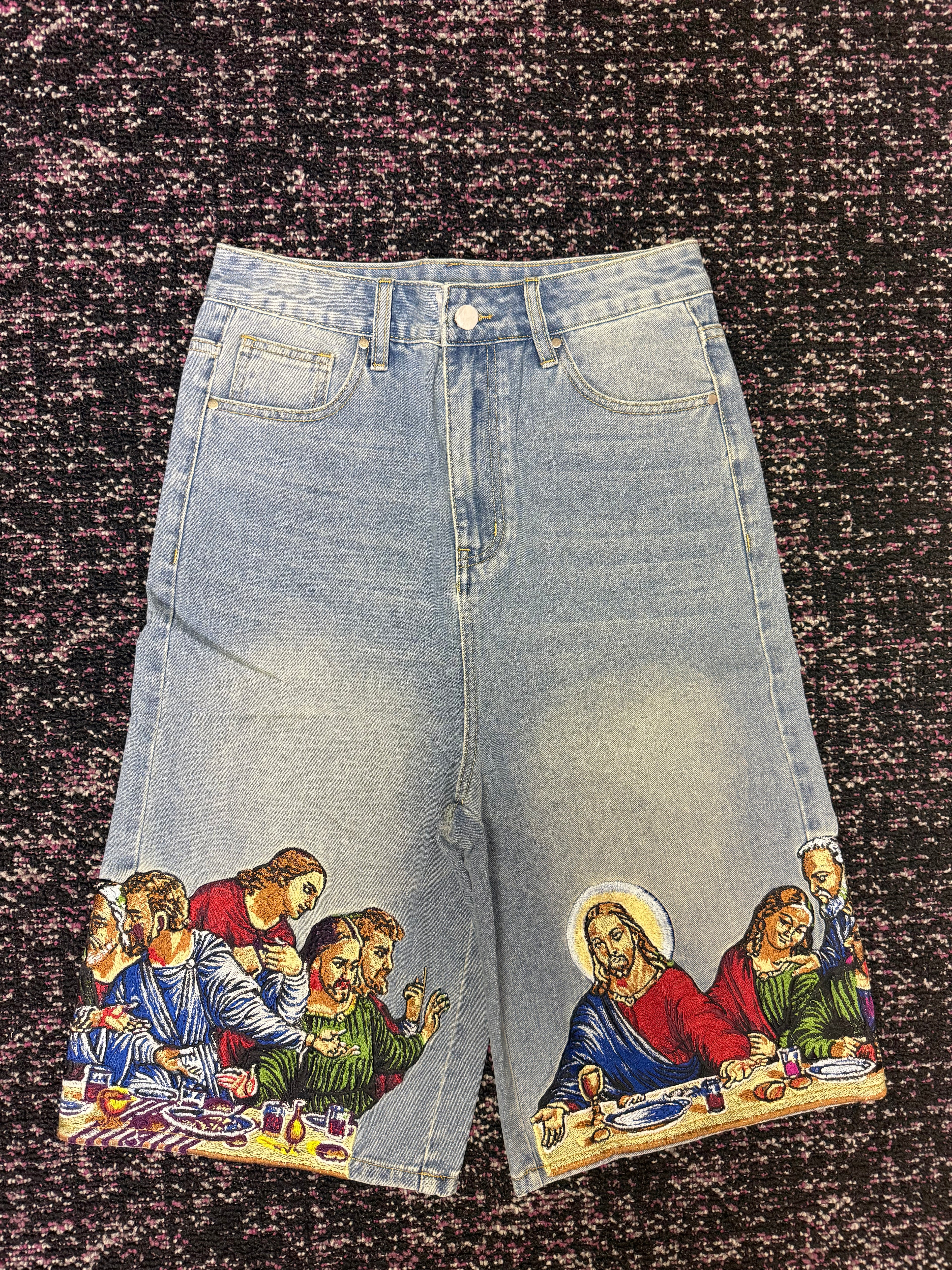 Last Supper Light Blue Denim Jorts