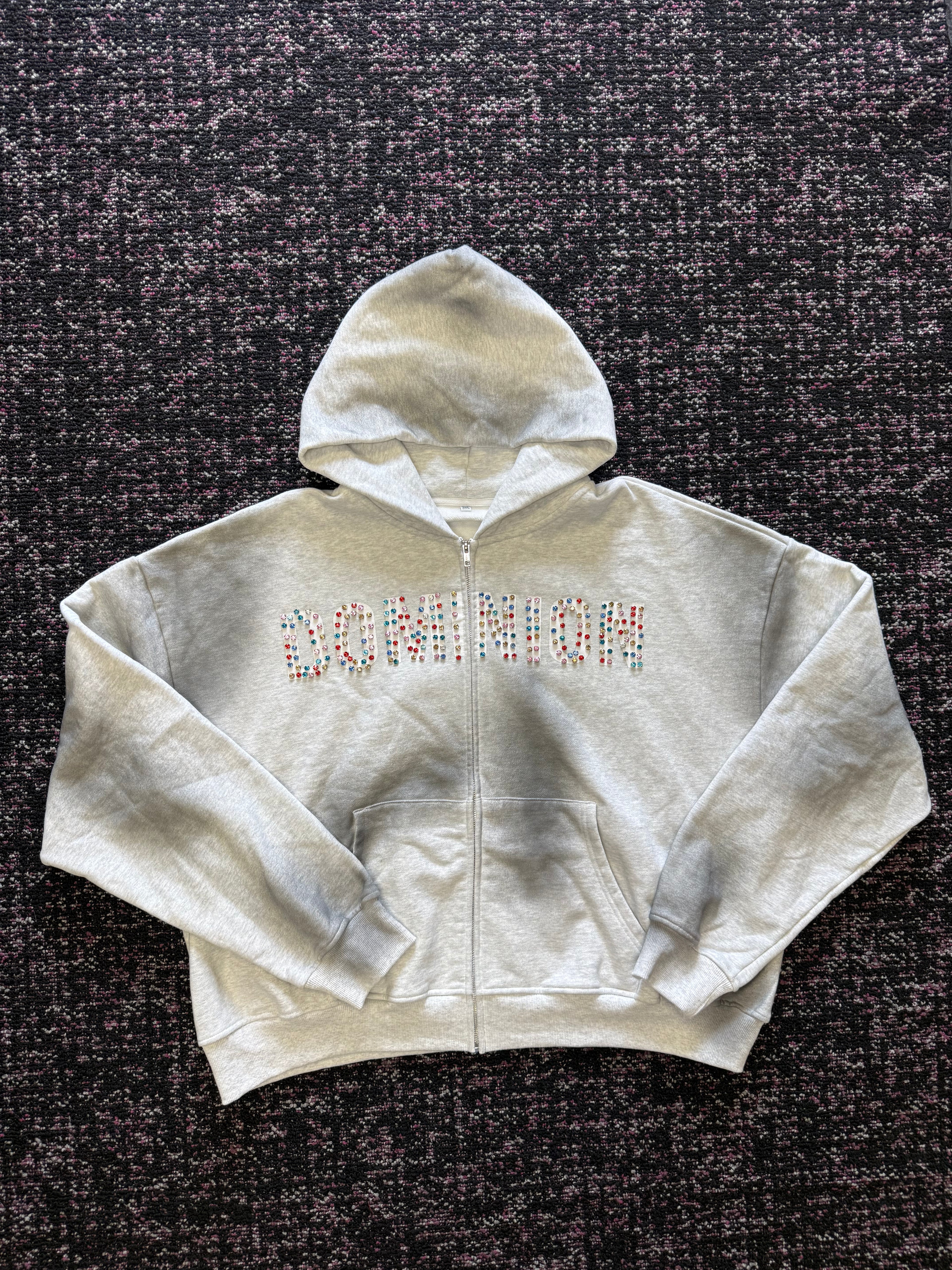 Dominion Grey Rhinestone Zip Up