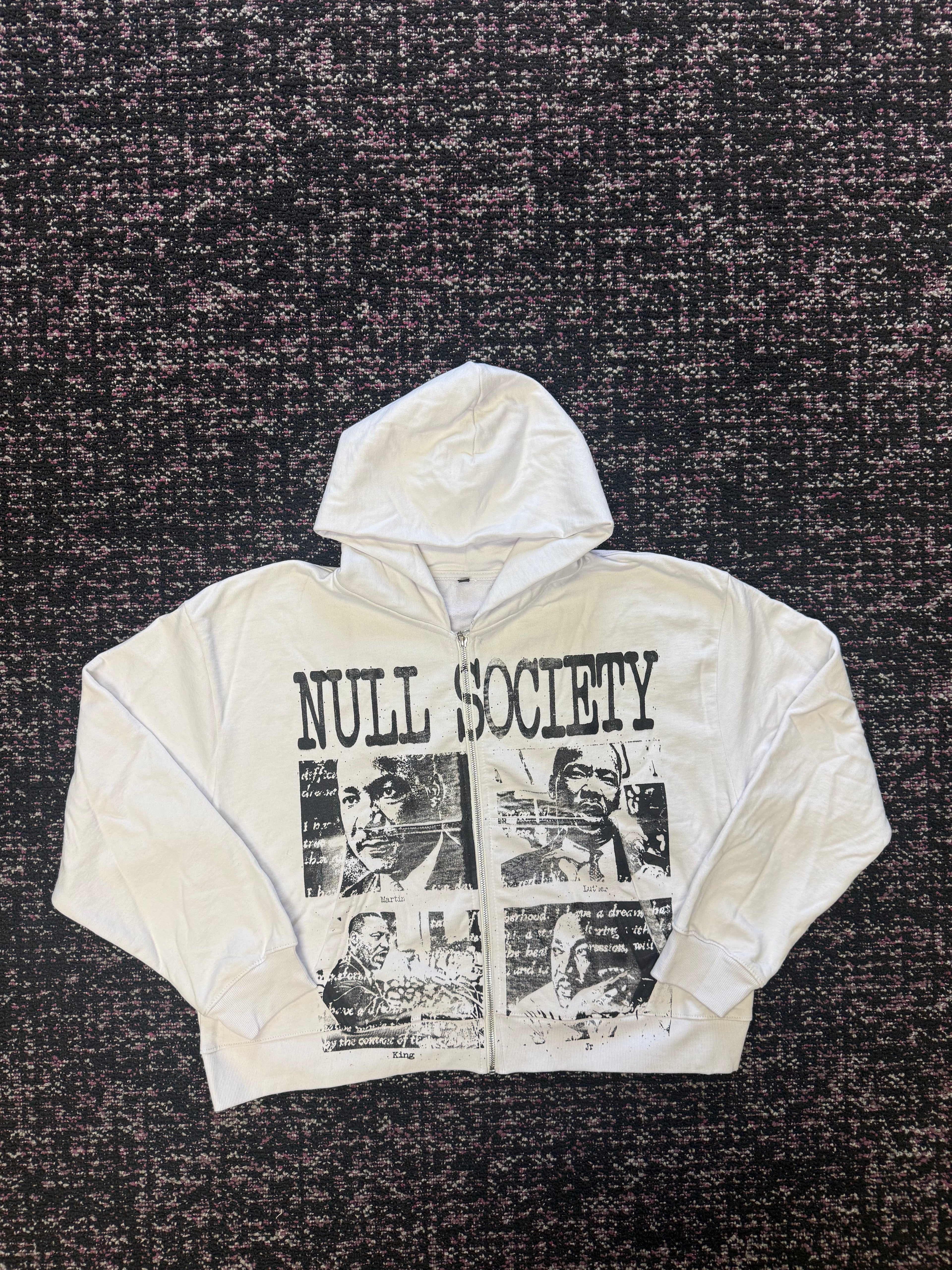 Null Society White MLK Zip Up