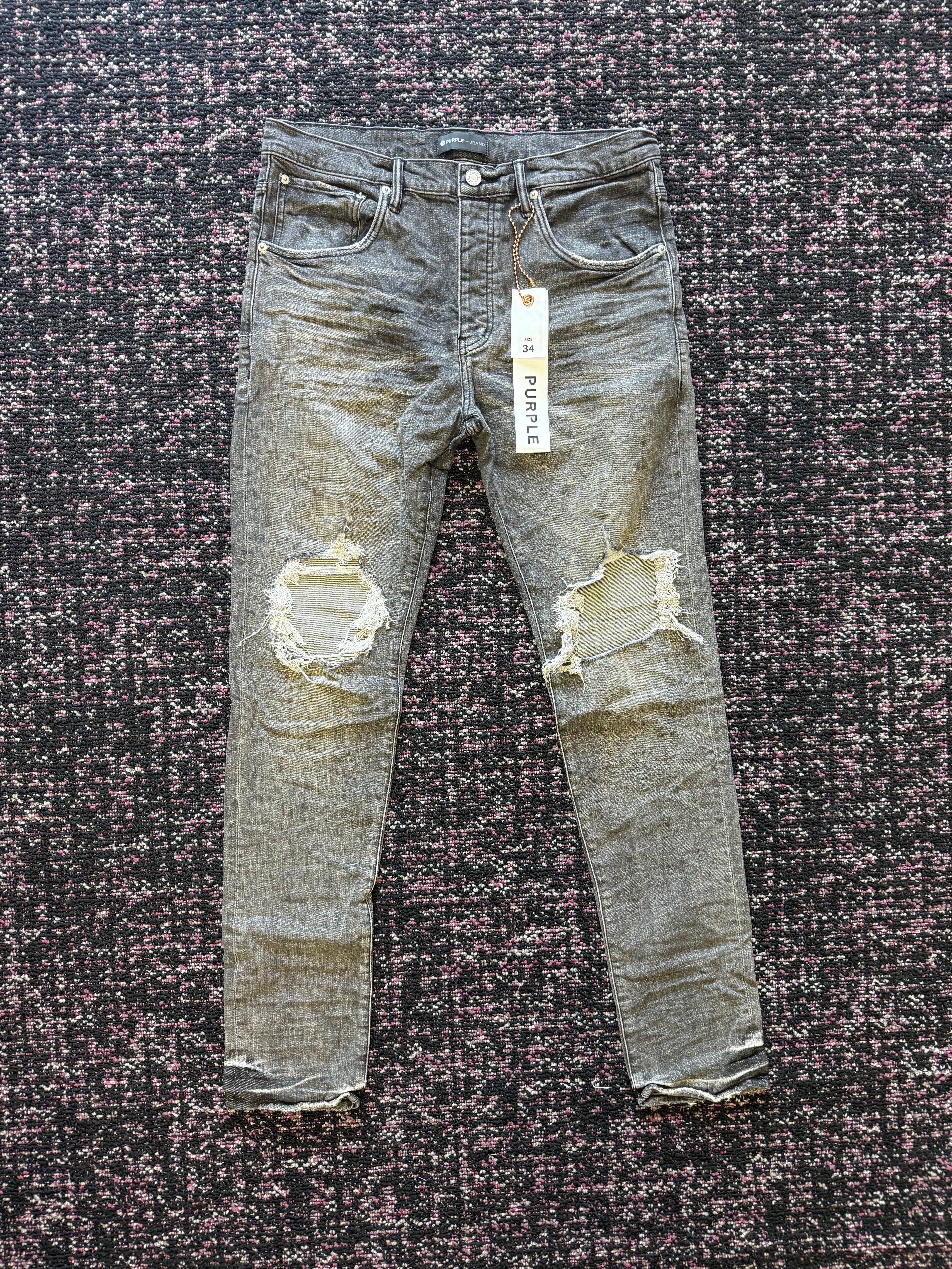 Purple Brand Grey Dirty Resin Blowout Jeans