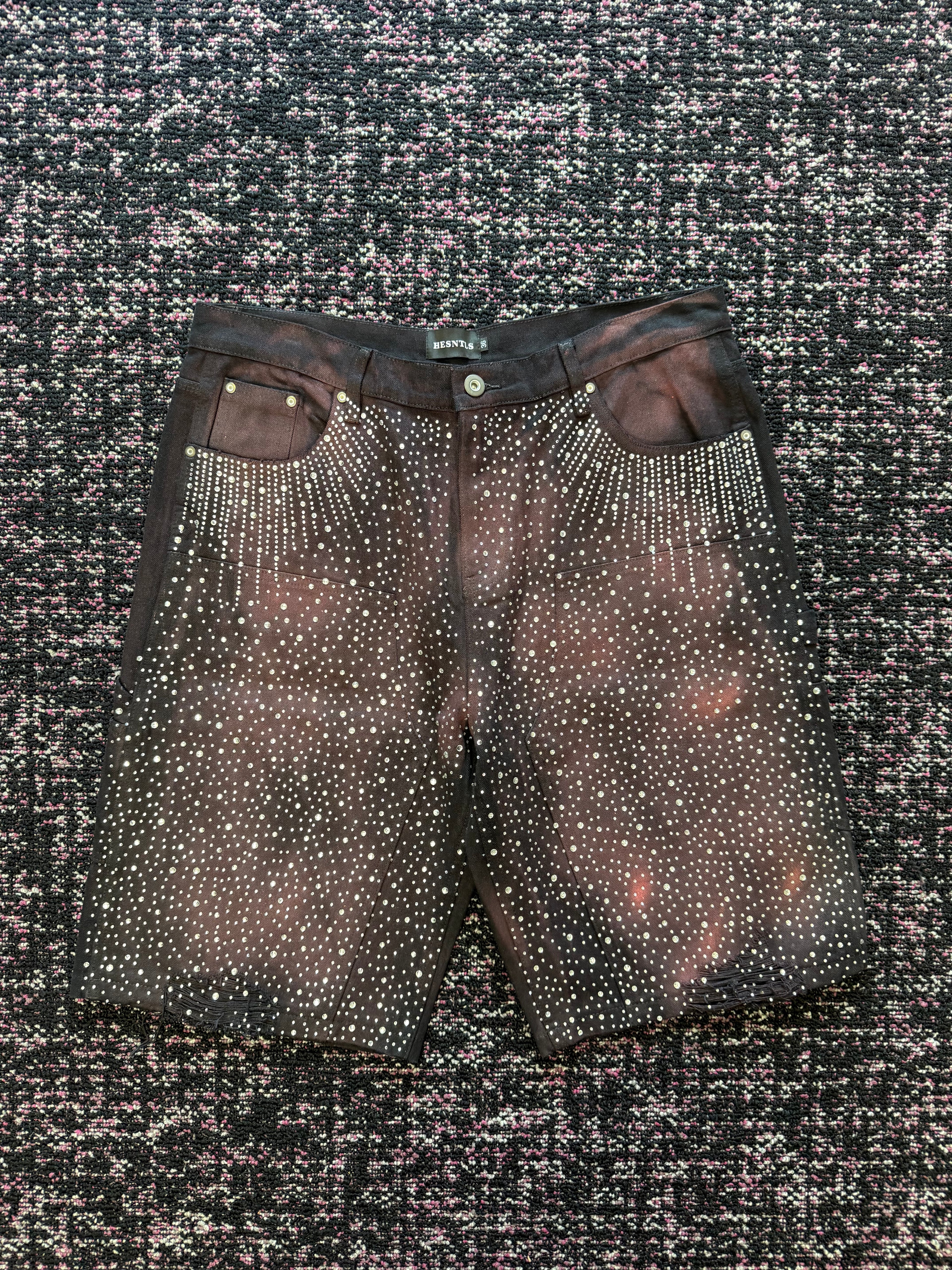 HESNTLS Black Rhinestone Shorts