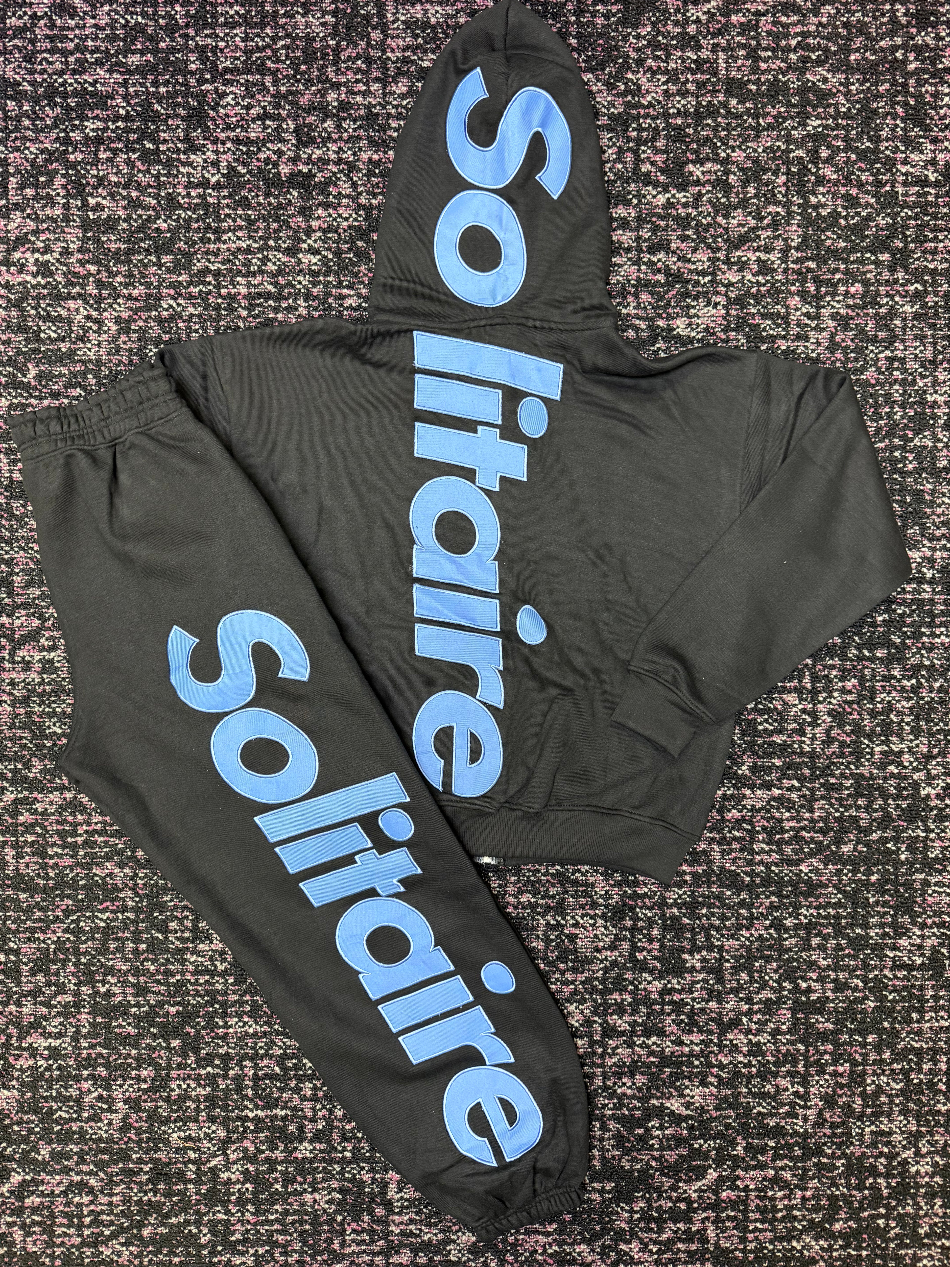Solitaire Black Blue Sweat Suit