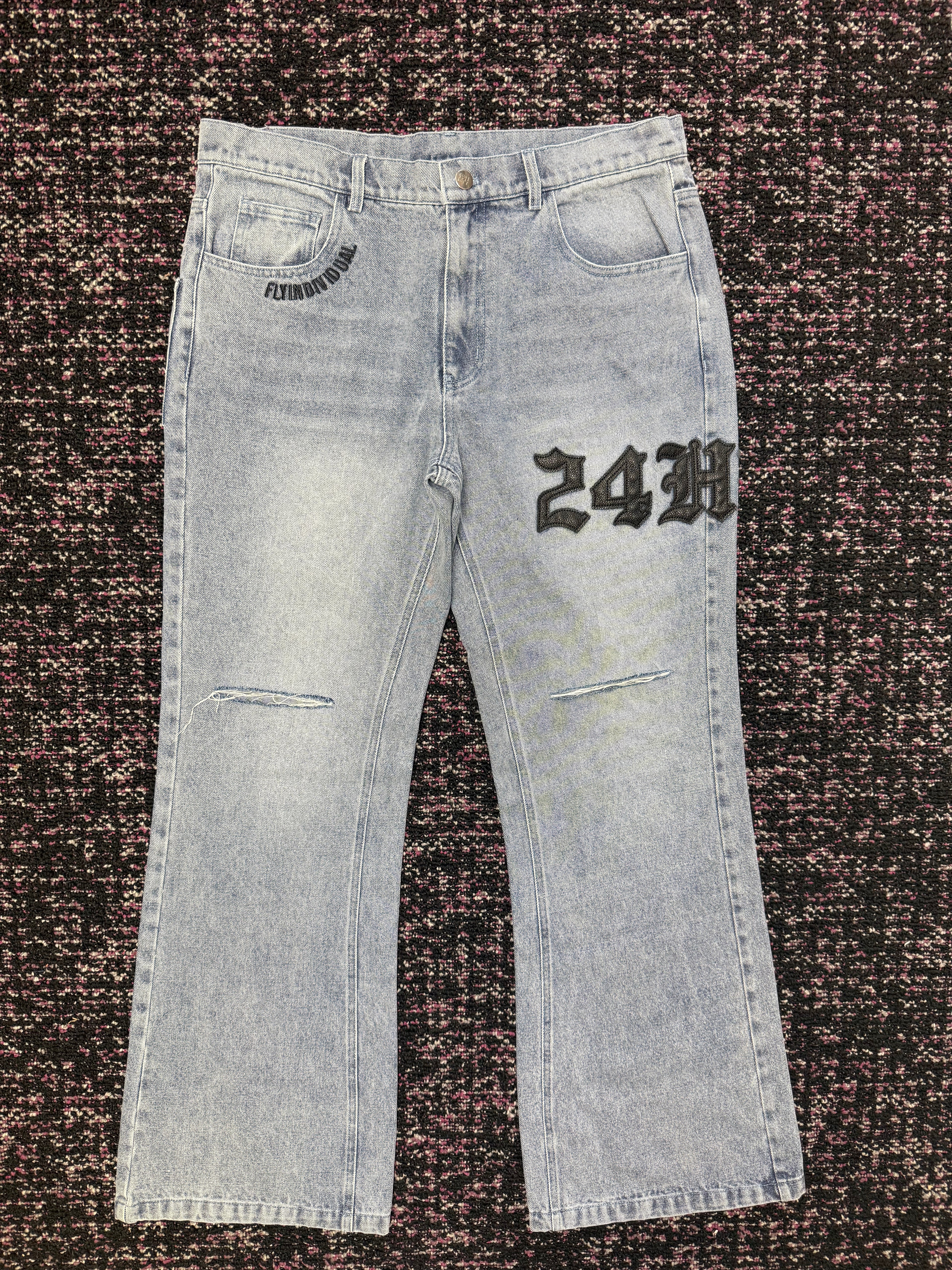 Same24 Leather Patch Jeans