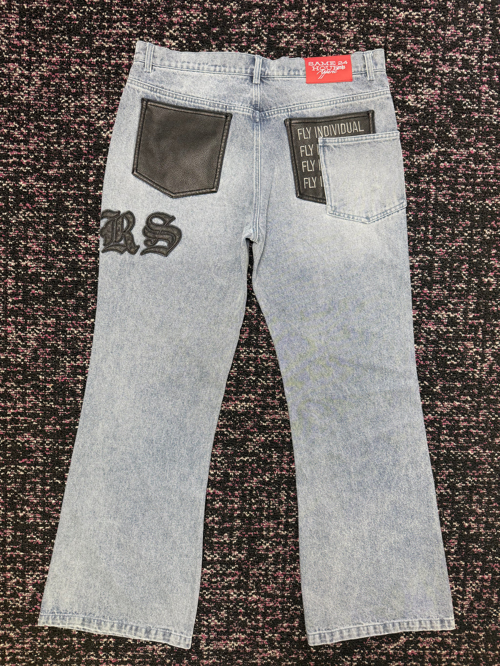 Same24 Leather Patch Jeans