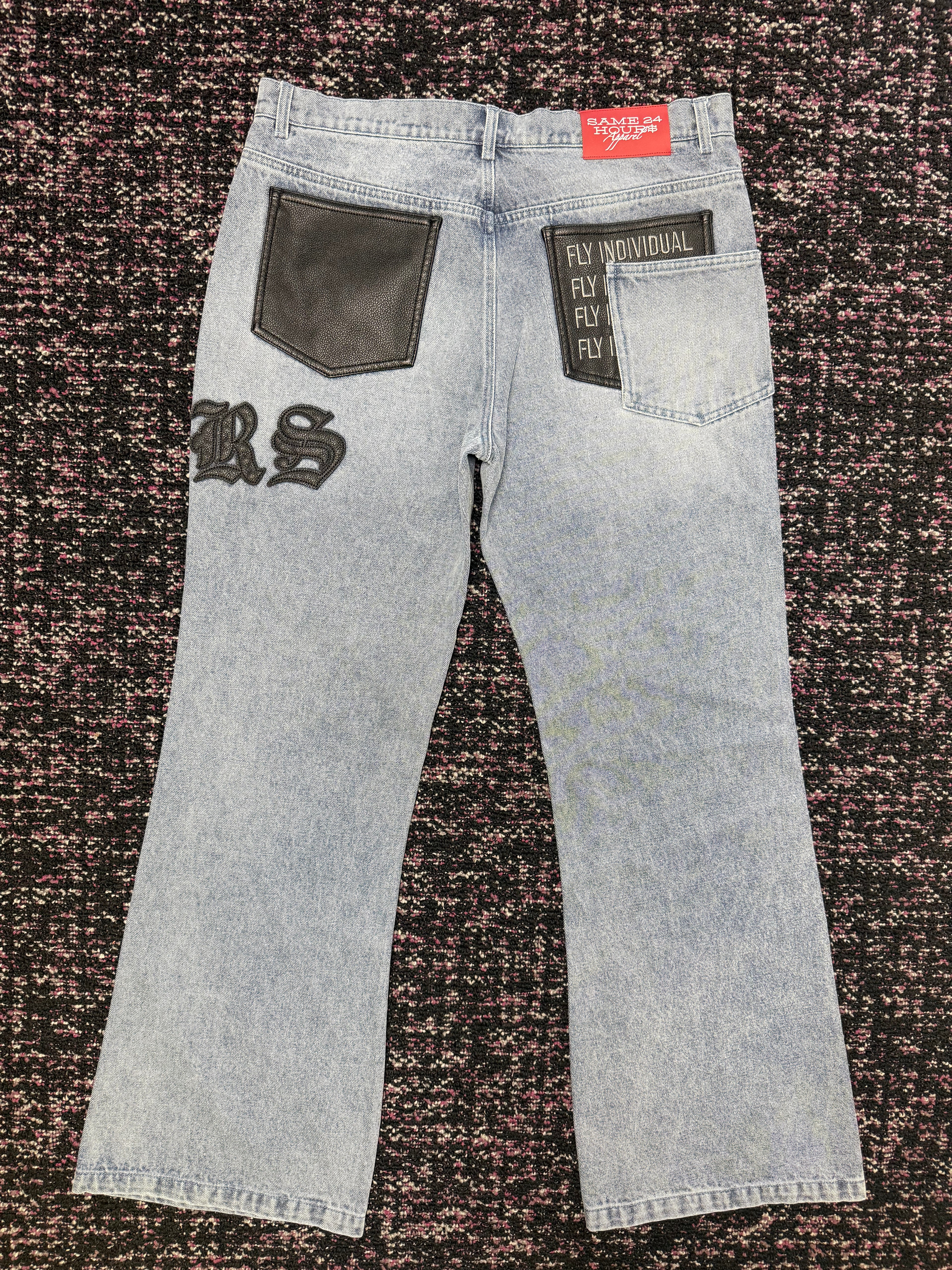 Same24 Leather Patch Jeans