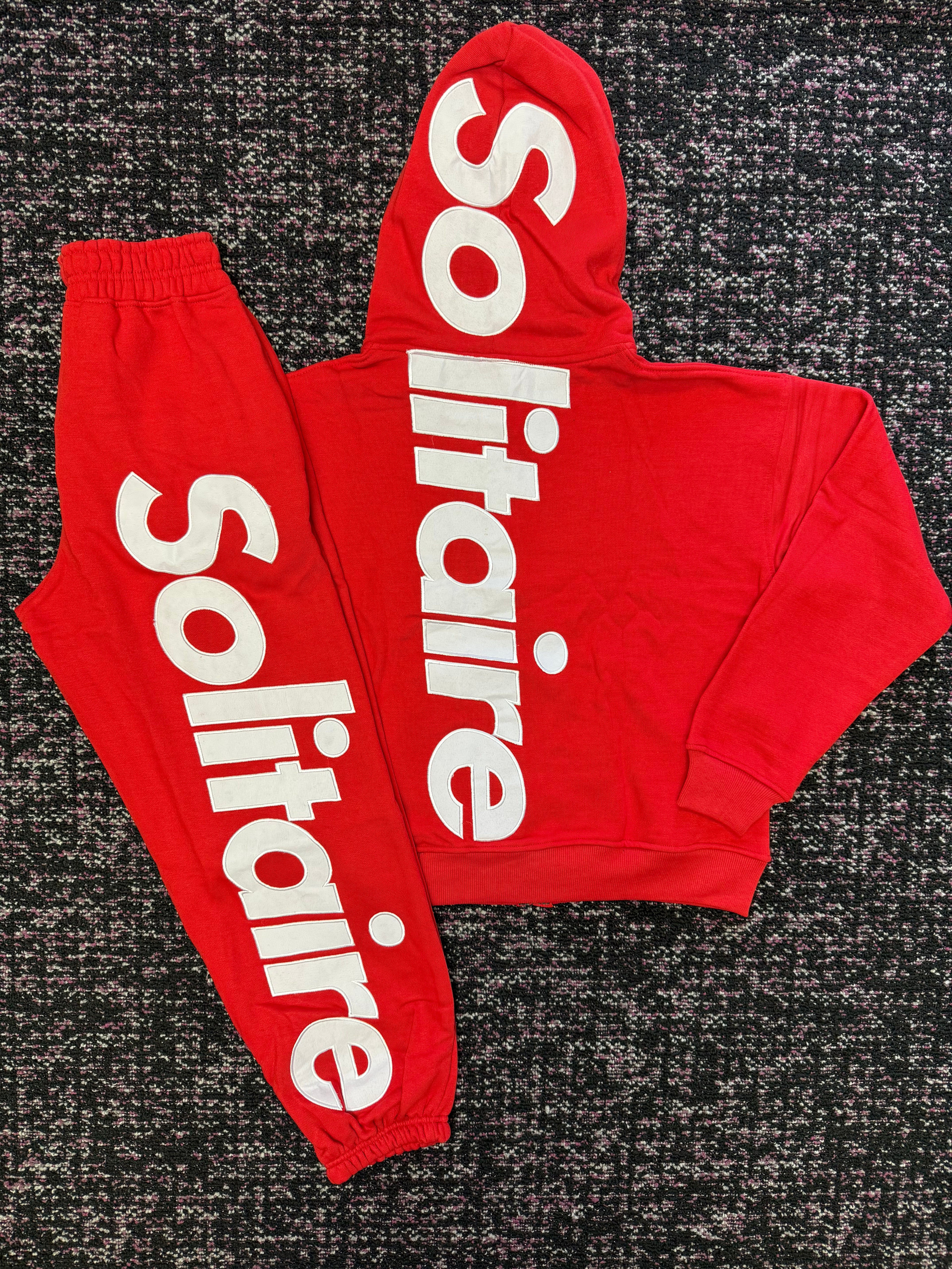 Solitaire Red White Sweat Suit