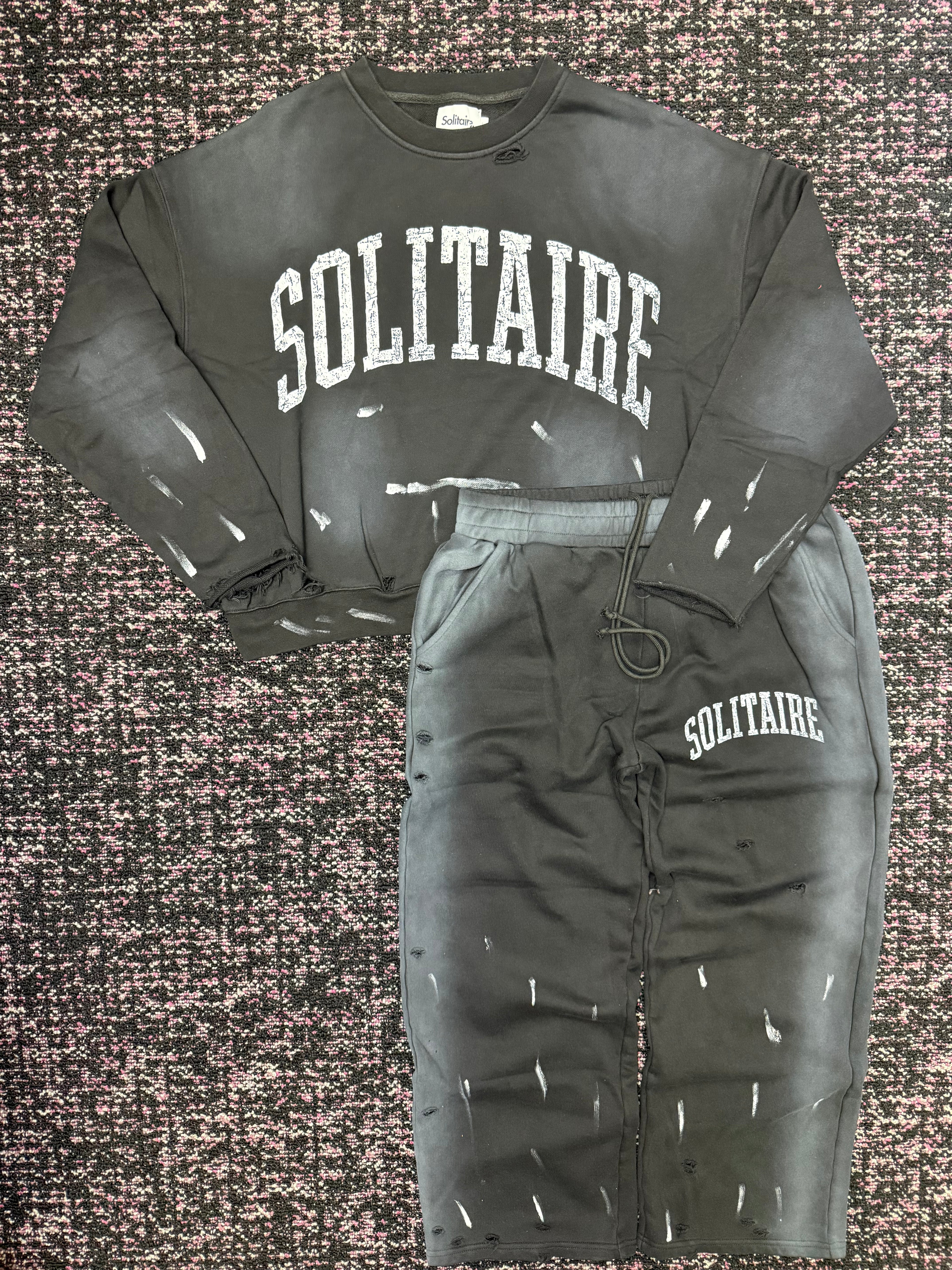 Solitaire Black White Crew Neck Set